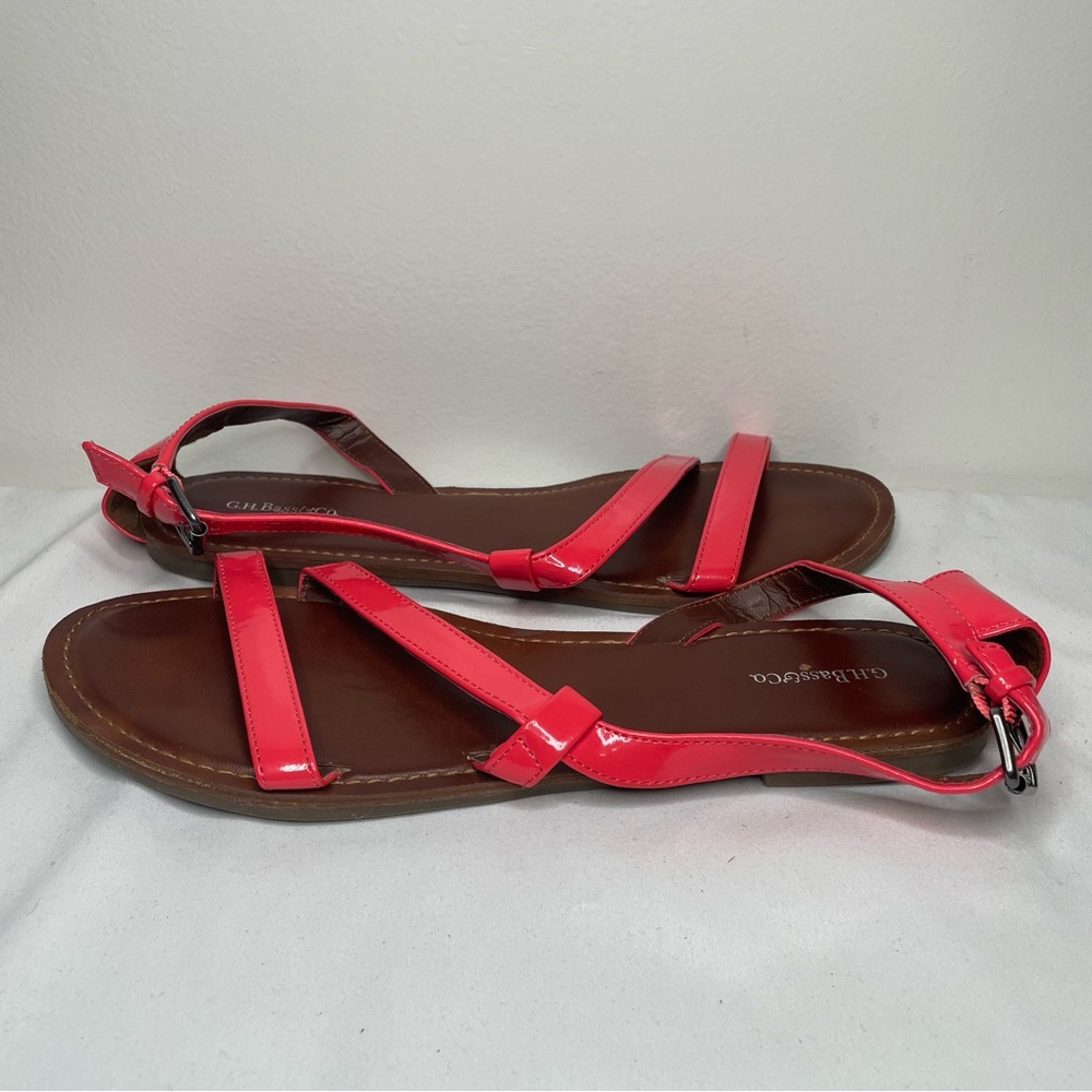 G.H. Bass & Co. Jane Flat Sandals Coral Pink Women’s Size 11M Strappy Buckle